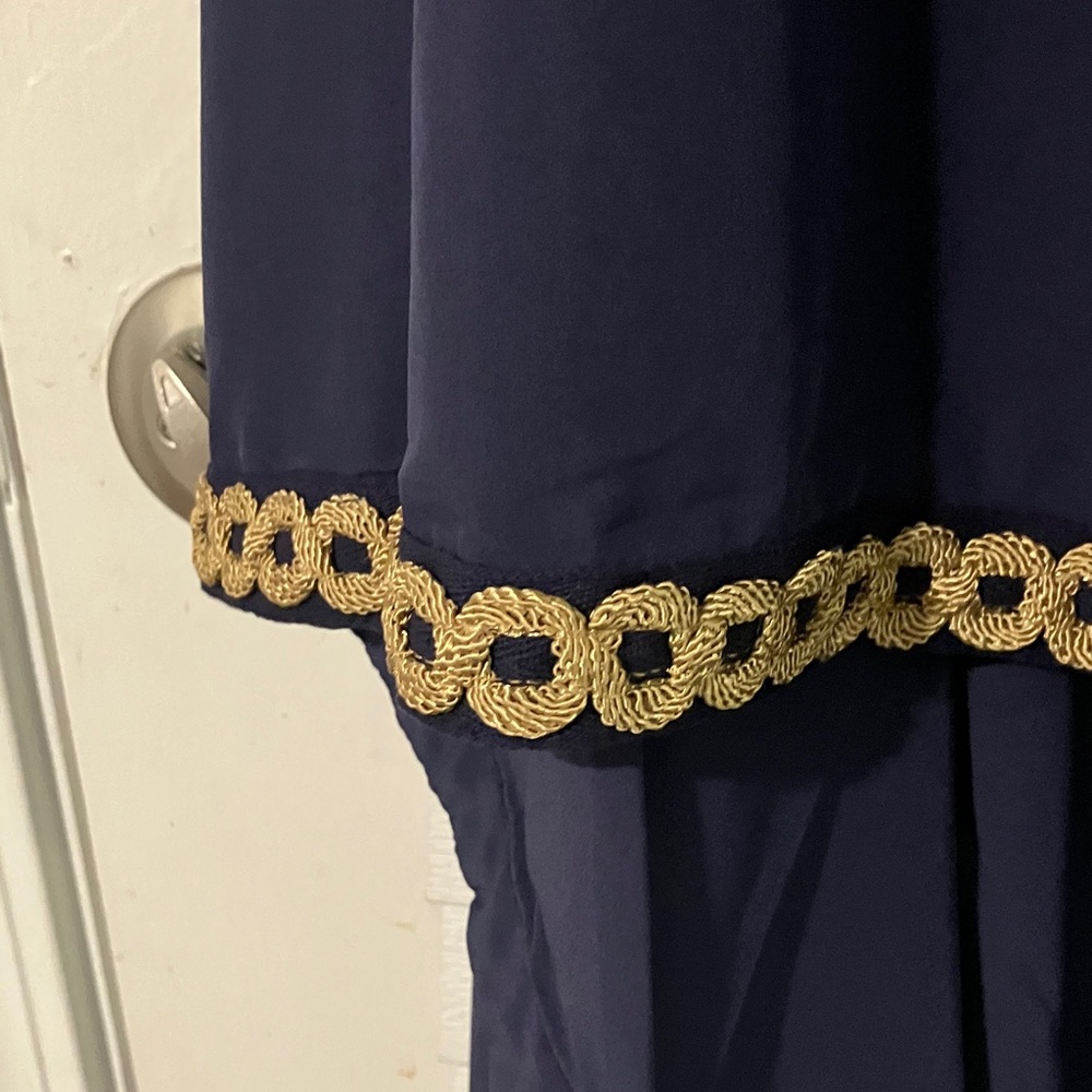 Elegant Navy Blue Swim Sarong with Gold Accents - Picture 3 of 6